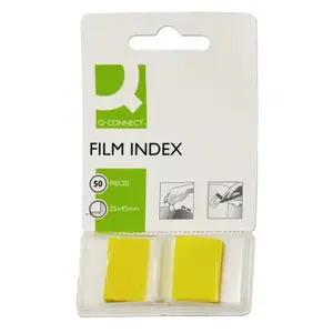 Index cards Q-Connect KF03634, yellow, 25 × 45 mm, pack of 50