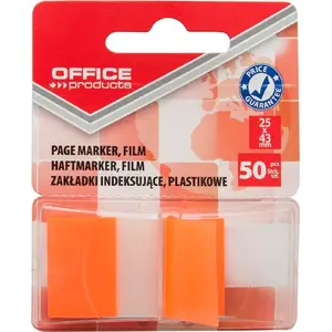 Index Tabs Office Products, PP plastic 25×43 mm, 50 tabs, blister pack, orange