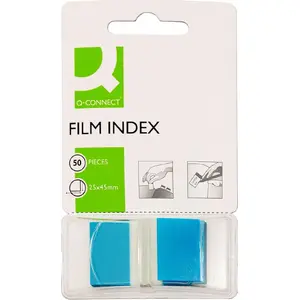 Index Tabs Q-Connect KF03632, polypropylene (PP), 25.4×43.7 mm, 50 sheets, blue