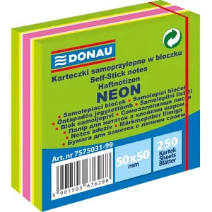 Self-adhesive notes Donau 50 x 50 mm, pack 1 x 250 pc, neon and pastel mix