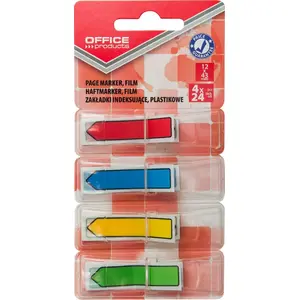 Index tabs Office Products, polypropylene arrow tabs 12×43 mm, 4×24 sheets, blister pack, mixed colors