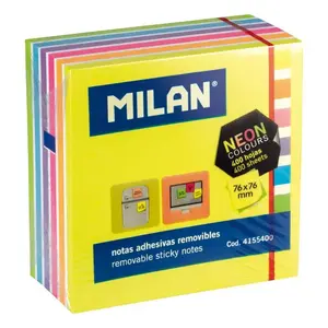 Self-adhesive note paper Milan 4155400, square 76×76 mm, 400 sheets, assorted colours