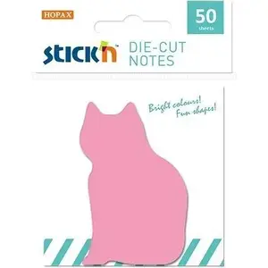Pašlīmējošas piezīmes Stickn 'Kot' – ar kaķa dizainu, atkārtoti izmantojami lapiņu blociņi