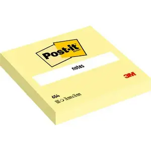 Блок самоклеящихся листов Post-IT 654-CY, квадратный 76×76 мм, жёлтый, 100 листов