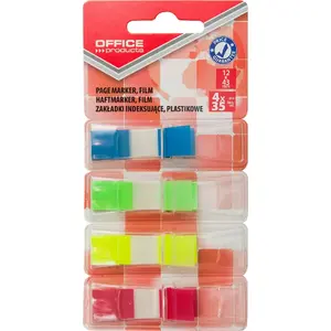 Office Products index tabs, PP, standard 12×43 mm, 4×35 sheets, mixed colors, blister