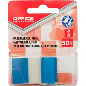 Index Tabs Office Products PP 25x43 mm 50 sheets blue — adhesive page markers
