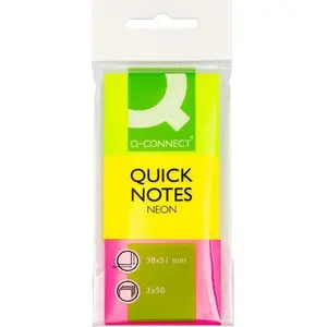Self-adhesive note pads Q-Connect KF01224, 38 x 51 mm, 3 pads x 50 sheets, neon mixed colours