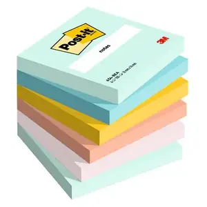 Self-adhesive note paper Post-It 3M 654-6-BEA square 76×76 mm, 5 colours, 100 sheets