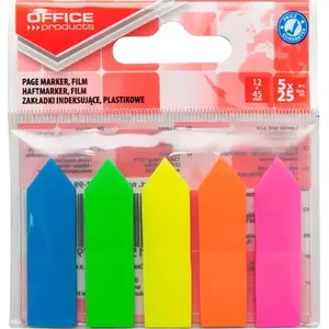 Indexing Tabs Office Products arrow, polypropylene (PP), 12×45 mm, 5×25 sheets, hanging strip, assorted colors