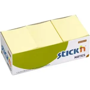 Sticky Notes pad Stickn Q-line yellow 38×50 mm 100 sheets, pack of 12
