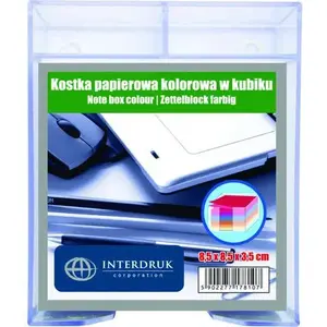 INTERDRUK colored sticky-free note cube — compact memo cube, assorted colors