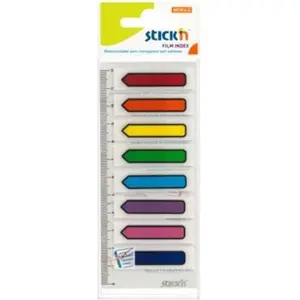 Sticky index tabs Stickn 155310 — self-adhesive neon arrow markers, 8 colors, mix