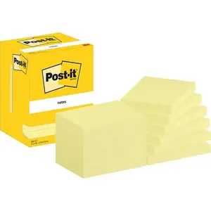 Самоклеящиеся листочки Post-it 657 от Post-IT, 102×76 мм, 12 блоков по 100 листов, жёлтые