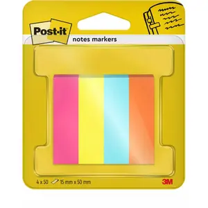 Self-adhesive index flags Post-IT 15 x 50 mm, 4 colours, 50 sheets per pad