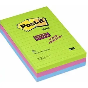 Sticky Notes Pad Post-IT 3M0688 super sticky 101x152 mm 3 pads × 90 sheets multicolour