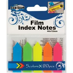 Index tabs Centrum PP 45x12 mm neon arrow markers, 5 colors, 20 sheets each