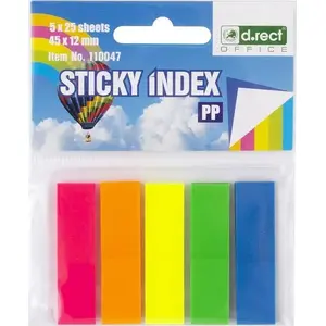 Indexing Tabs D.Rect 45×12 mm, 5 colors × 25 sheets (125 tabs)