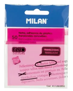 Self-adhesive note paper Milan Square 76×76 mm Pink Transparent 50 sheets