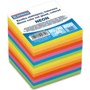 Donau Kostka note cube, glued-free, 90×90×90 mm, approx. 800 sheets, neon mixed colors