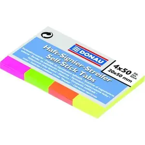 Donau neon adhesive page markers 20×50 mm, 4 colours × 50 sheets (14K088X)