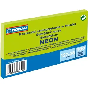 Self-adhesive Note Pads Donau 127×76 mm, 100 sheets, neon green