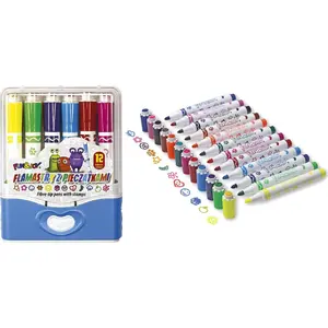 Marker set BTS Flamastry stempelki z pieczątkami 12 pcs — colorful ink markers with built-in stamps