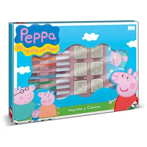 Набор штампов для детей Dante Multiprint Peppa Pig — 7 штампов, стираемый штемпель, 12 фломастеров, развивающая книга