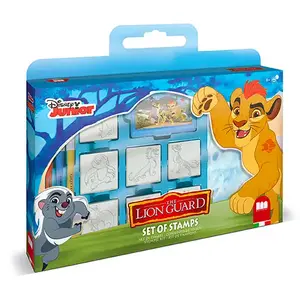 Children's stamp set Dante Multiprint Lion Guard – 7 stamps, washable ink pad, 3 washable felt-tip pens, activity book