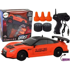Remote Control Sports Car LEANToys 1:24 scale, orange, replaceable wheels