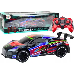 Remote Control Sport Car LEANToys 1:10 scale, up to 25 km/h, lights, black