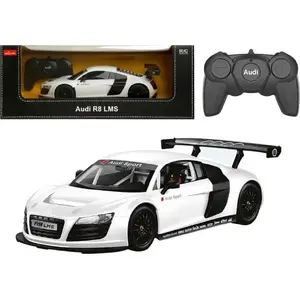 Tālvadāma sporta automašīna Rastar Audi R8 mērogā 1:18 — balta