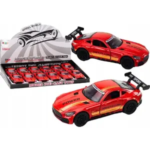 Die-cast sports car LEANToys 1:32 scale red with spoiler and figure