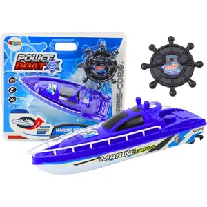 RC Police Boat LEANToys Łódź Policyjna 27MHz Blue — remote-controlled model