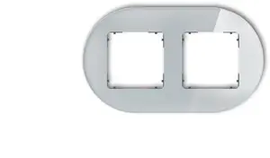 Wall frame Karlik ICON double round universal cover plate — glass effect, gray frame with matte graphite insert