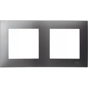 Double switch frame Ospel Szafir R-2Z/70 gray matte — 2-gang mounting frame