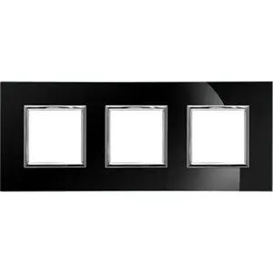 Triple glass frame KOS Dante Black Glass — wall mounting for three switches or sockets (model 4509183)