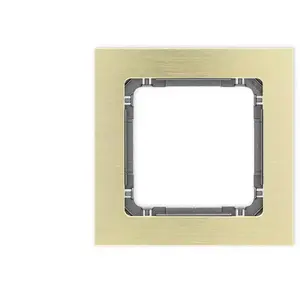 Frame for switch/socket Karlik DECO single universal — brushed aluminium, brass-coloured frame with graphite inner plate