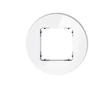 Wall frame Karlik ICON single round universal — glass effect, white frame with black base