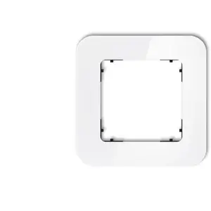 Wall frame/single rounded glass-effect cover Karlik ICON — white frame, black base (model 0-12-IRSZ-1)
