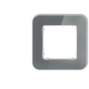 Single rounded universal frame with glass effect Karlik 28-0-IRSZ-1 — graphite frame, white backing