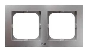 Wall plate/switch cover Ospel RH-2G/18, silver, IP44, 155×84 mm