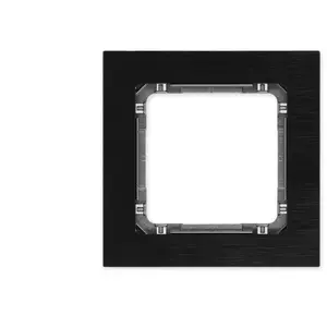 Wall frame single Karlik DECO universal - brushed aluminium, black front with graphite backing