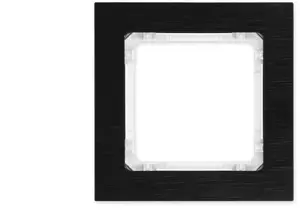 Wall plate frame Karlik DECO single universal brushed aluminium (black frame, white base)