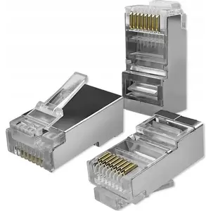 Разъем RJ45 проходной QOLTEC CAT6 FTP позолоченные контакты набор 10 шт.