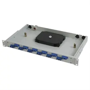 Fiber optic 19" 1U patch panel Telegaertner 12x SC duplex with splice box (model 26.11.6005)
