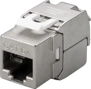 Keystone module RJ45 CAT 6A STP 500 MHz Slim‑Line, GOOBAY, flat silver 16.3 mm