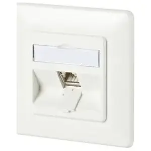 MetzConnect BTR Data Outlet C6Amodul Cat 6A 180° 1-port flush-mount pure white RAL 9010