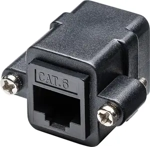 Монтажный адаптер RJ45 с монтажным фланцем GOOBAY Cat 6, 2x RJ-45 (гнездо), черный