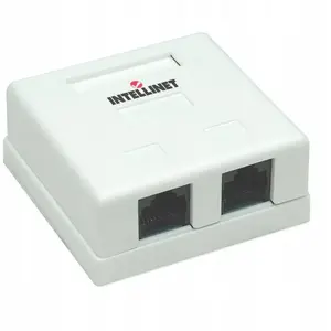 Wall-mounted network outlet INTELLINET 2x RJ45 Cat5e UTP beige