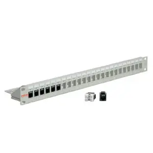 Keystone 19" Module Frame 24-Port unshielded Cat5/Cat6, Triton, blank light grey, Krone LSAplus